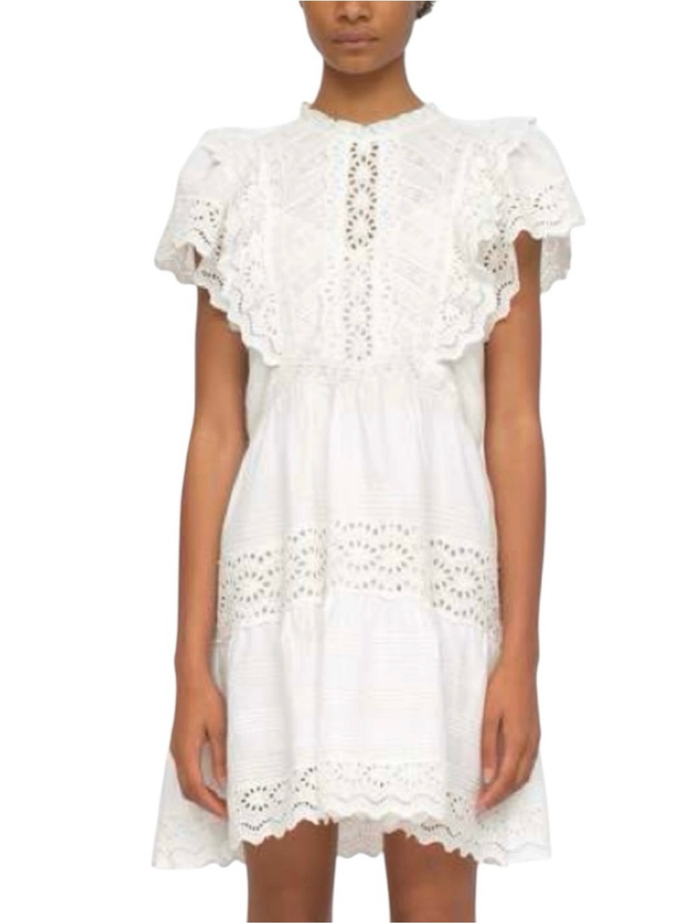 NWT Sea New York White Georgina Eyelet Short Sleeve Tunic Dress - Sz XS.